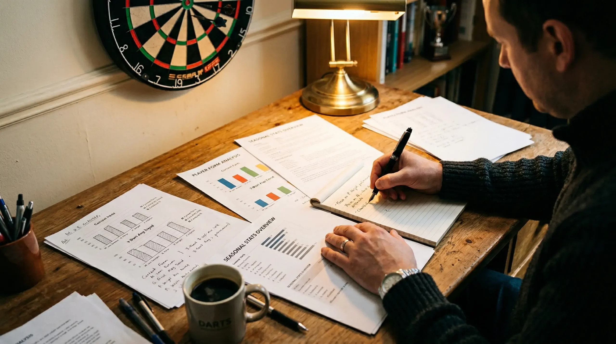 Darts speler analyseert statistieken voor strategische weddenschappen