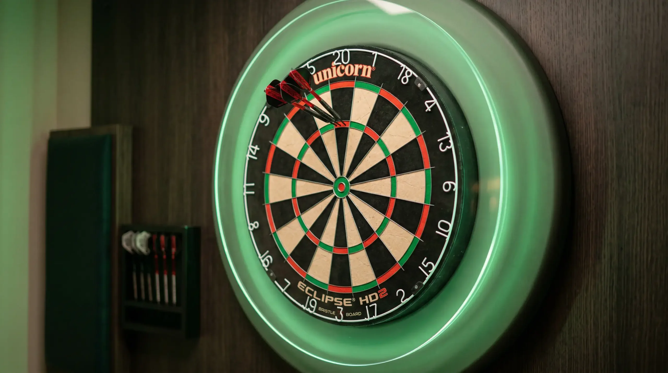 Dartbord met groene vinkje en beschermend schild symbool